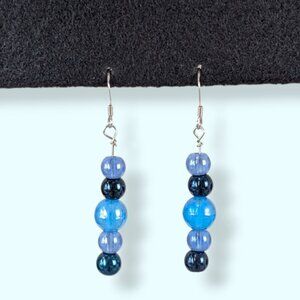 (2/$20) Vintage Dangling Blue Glass Bead Earrings
